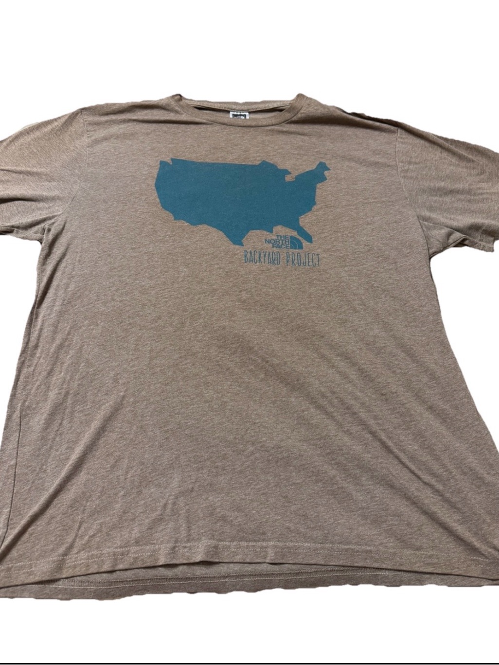 The North Face Men’s Brown Short Sleeve Tee With Blue Usa Graphic